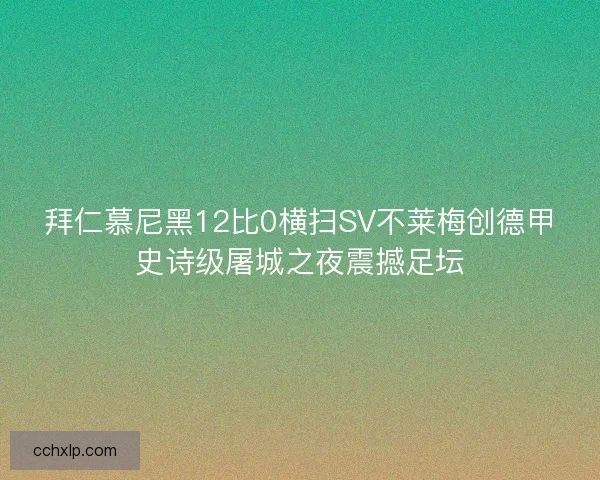 拜仁慕尼黑12比0横扫SV不莱梅创德甲史诗级屠城之夜震撼足坛